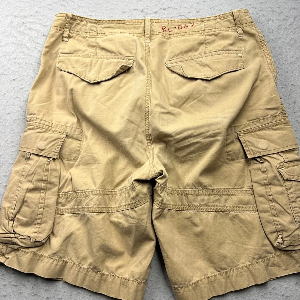 Polo Ralph Lauren Mens 31 Cargo Shorts Vintage Heavy Flying Jet Pilot Khaki Tan